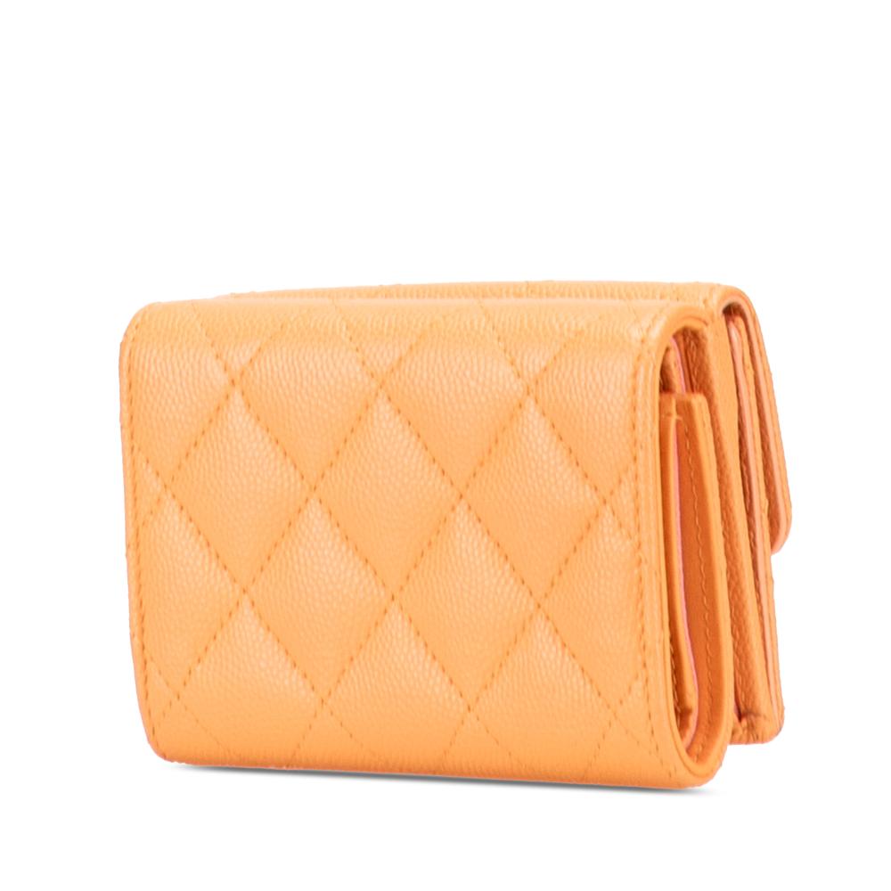 Chanel AB Chanel Orange Caviar Leather Leather Quilted Caviar 19 Compact Flap Wallet Spain