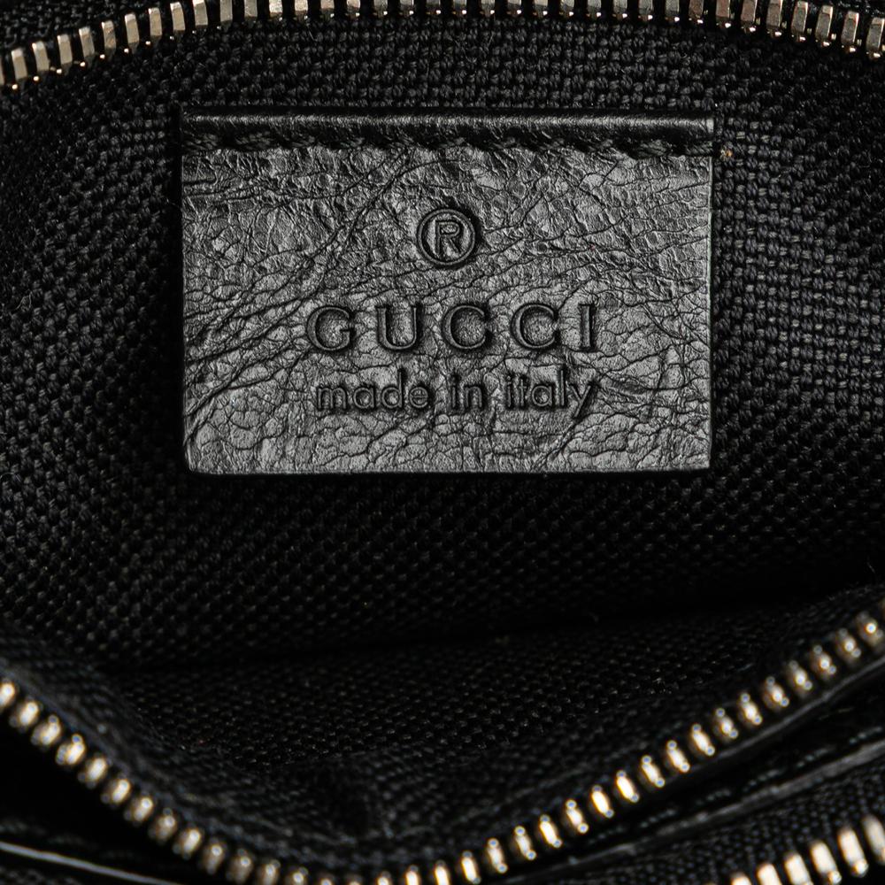Gucci B Gucci Black Calf Leather skin Morpheus Double Zip Belt Bag Italy