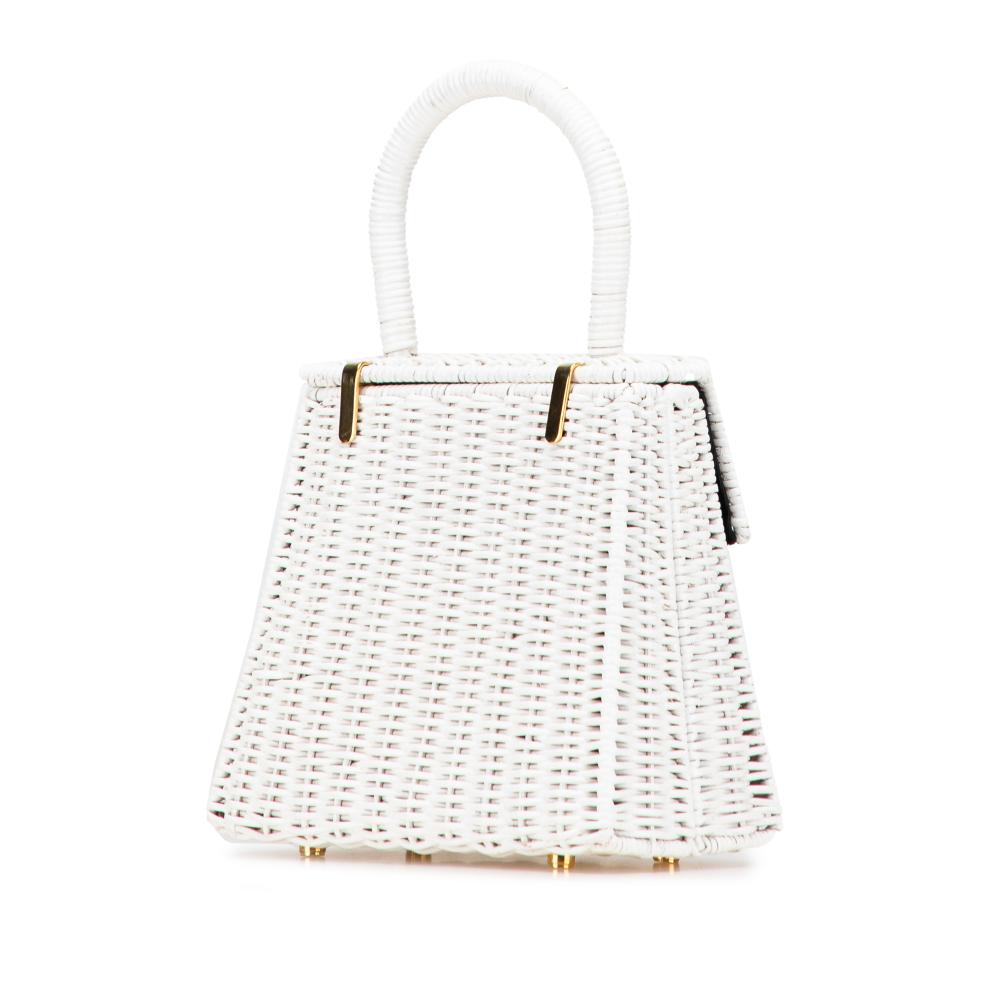 Ferragamo B Ferragamo White Straw Natural Material Gancini Handbag Italy