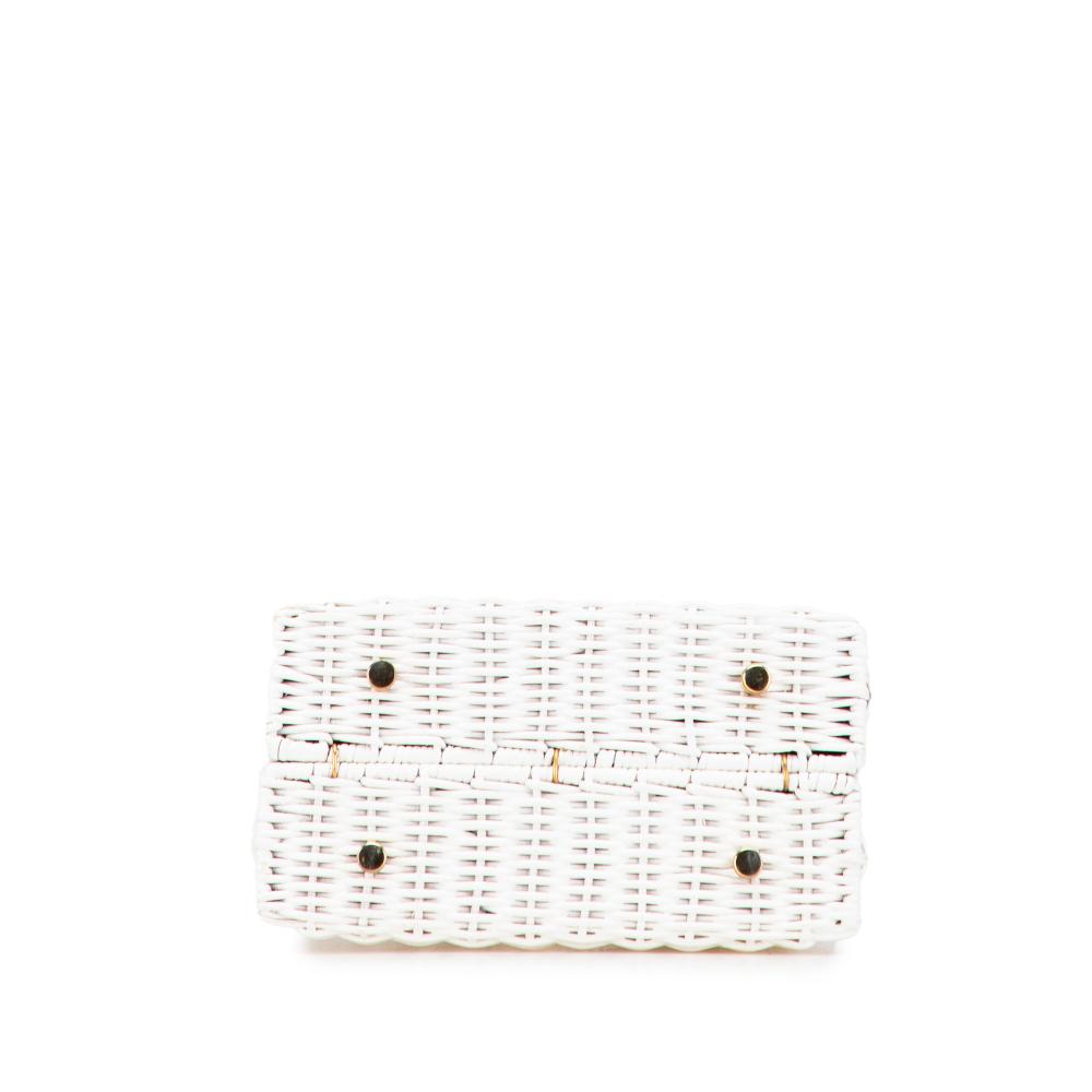 Ferragamo B Ferragamo White Straw Natural Material Gancini Handbag Italy