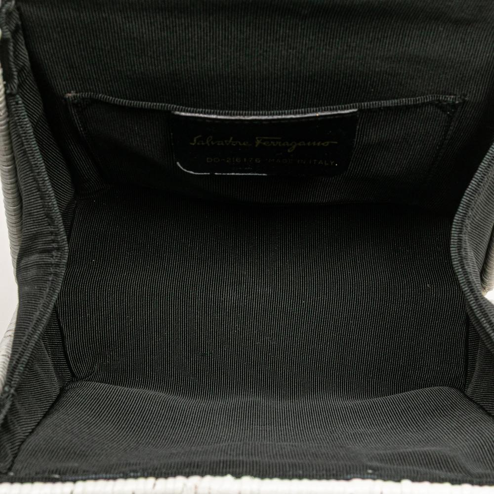 Ferragamo B Ferragamo White Straw Natural Material Gancini Handbag Italy