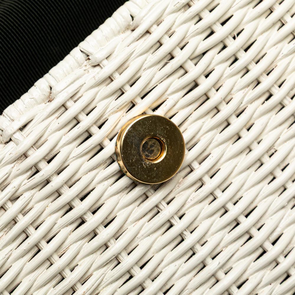 Ferragamo B Ferragamo White Straw Natural Material Gancini Handbag Italy