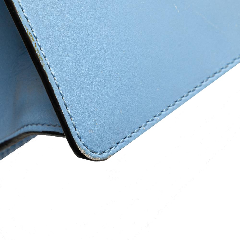 Gucci B Gucci Blue Light Blue Calf Leather Small Sylvie Web Satchel Italy