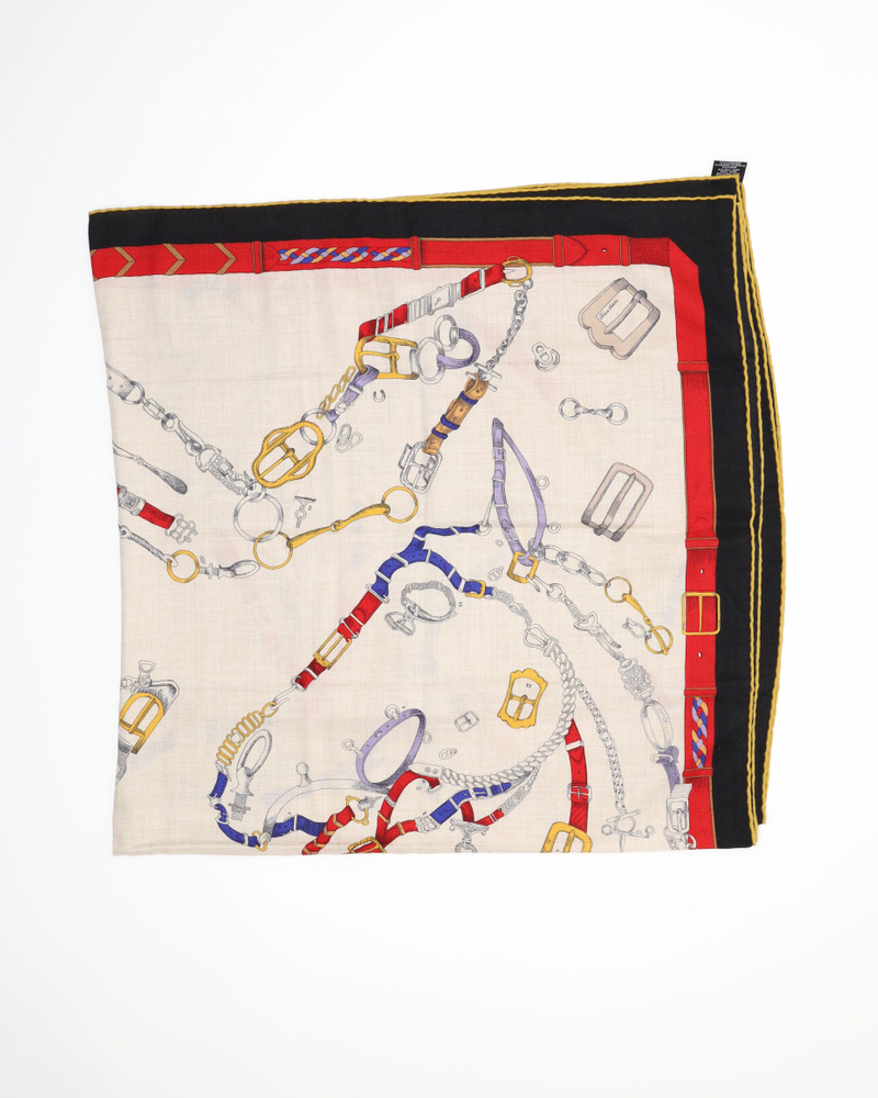 Hermès 140 Chevaux Dechaines Cashmere Silk Scarf