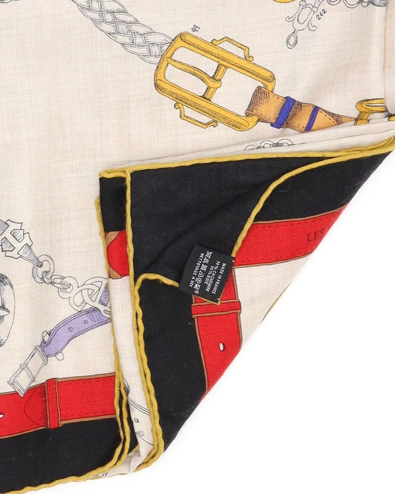 Hermès 140 Chevaux Dechaines Cashmere Silk Scarf