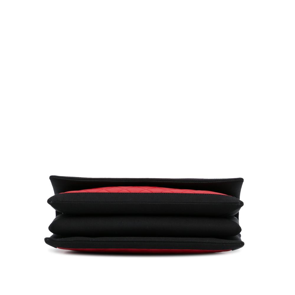 Chanel AB Chanel Red Lambskin Leather Leather Medium Quilted Lambskin Grosgrain Two Tone Flap Italy