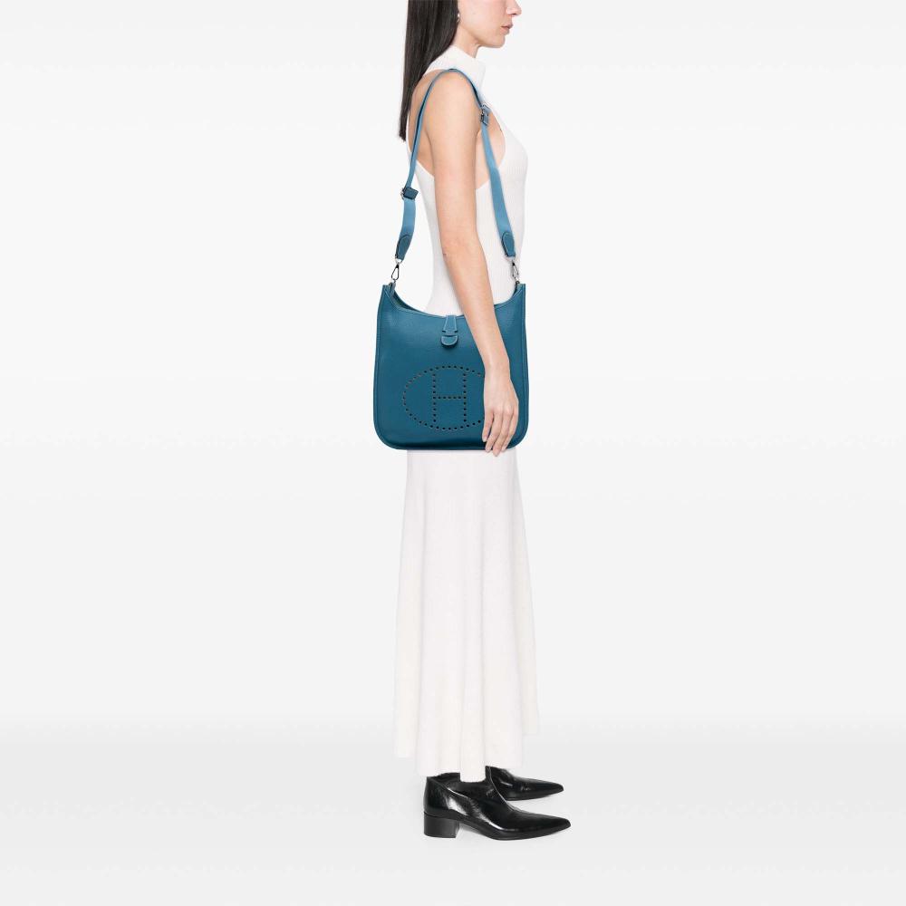 Hermès B Hermès Blue Calf Leather Clemence Evelyne III 33 France
