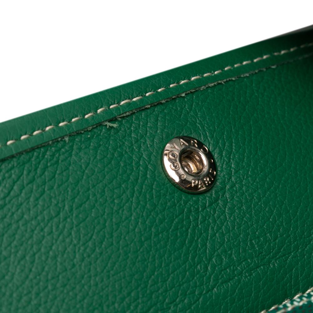 Goyard B Goyard Green Coated Canvas Fabric Goyardine Saint Louis PM France