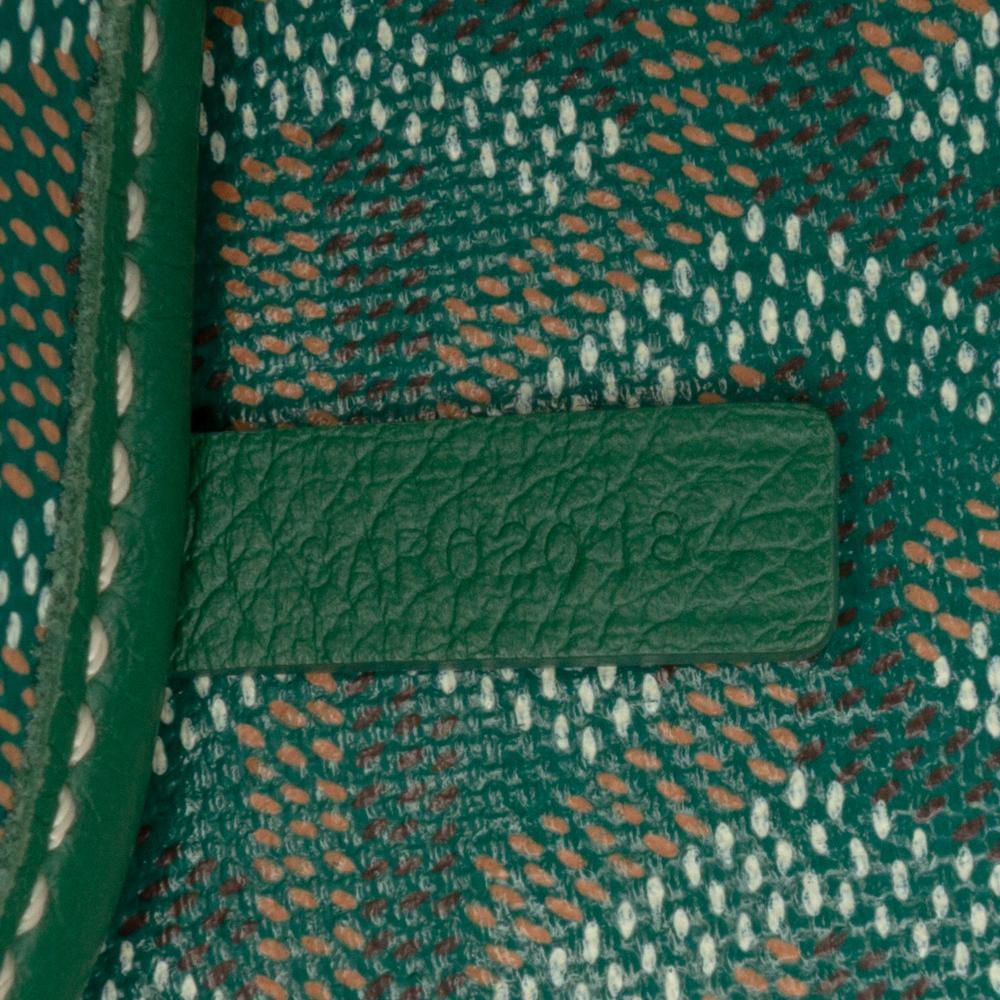 Goyard B Goyard Green Coated Canvas Fabric Goyardine Saint Louis PM France
