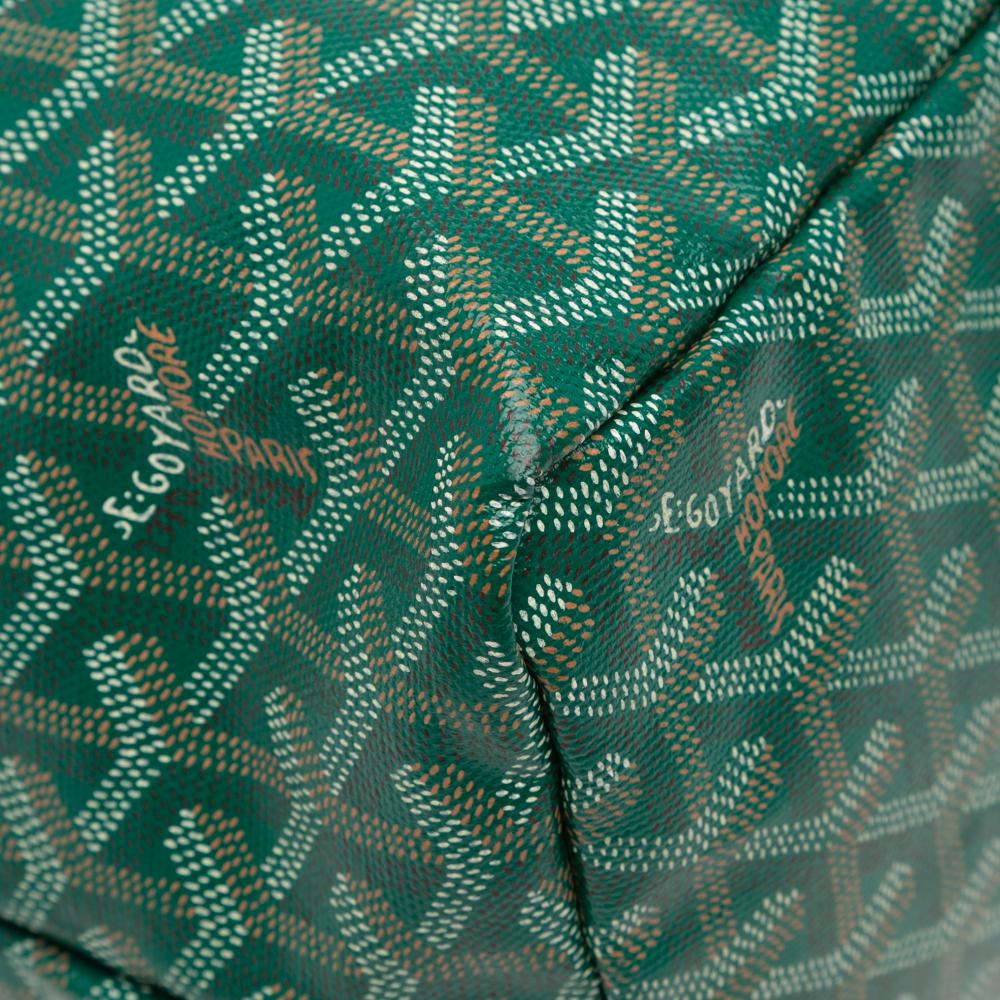 Goyard B Goyard Green Coated Canvas Fabric Goyardine Saint Louis PM France