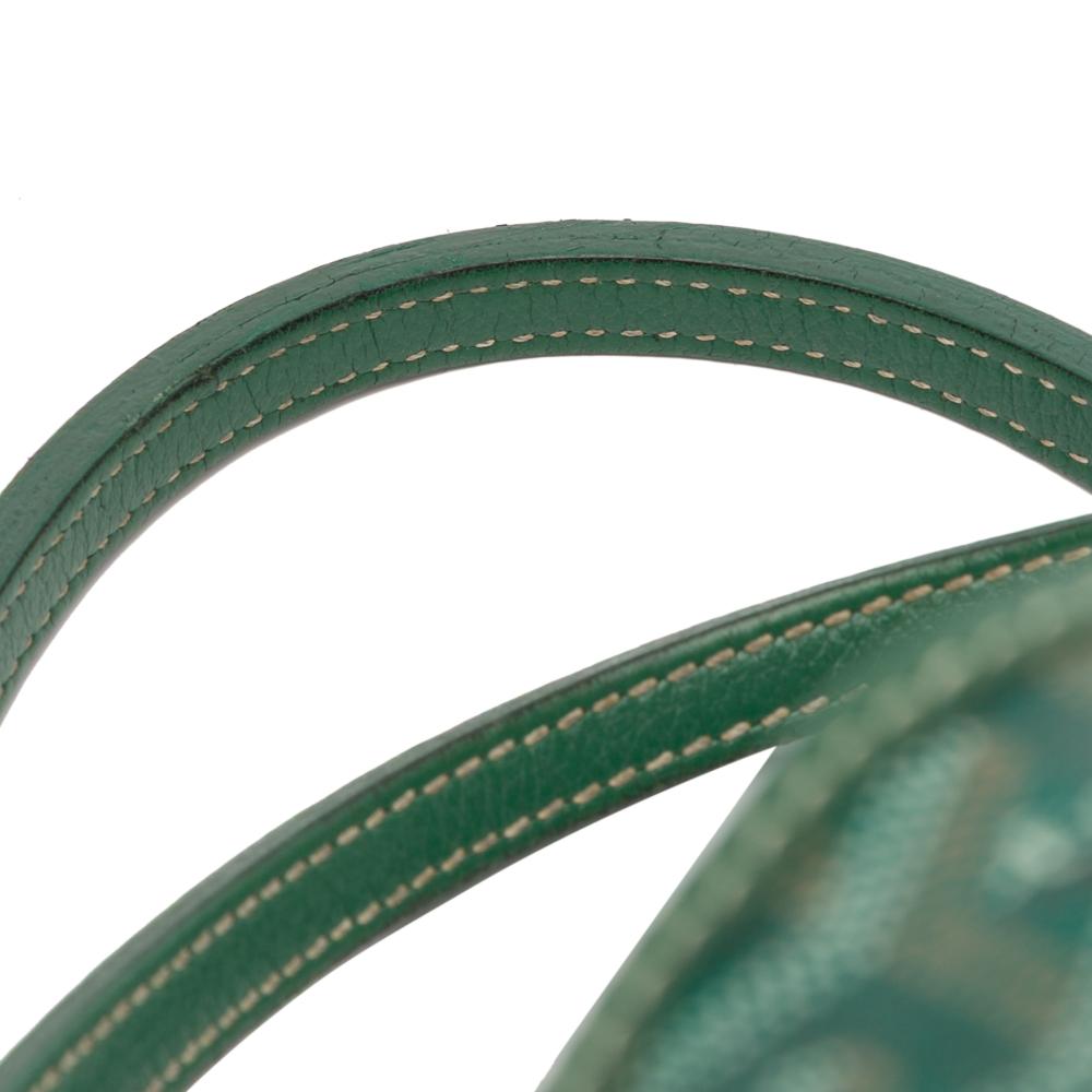 Goyard B Goyard Green Coated Canvas Fabric Goyardine Saint Louis PM France