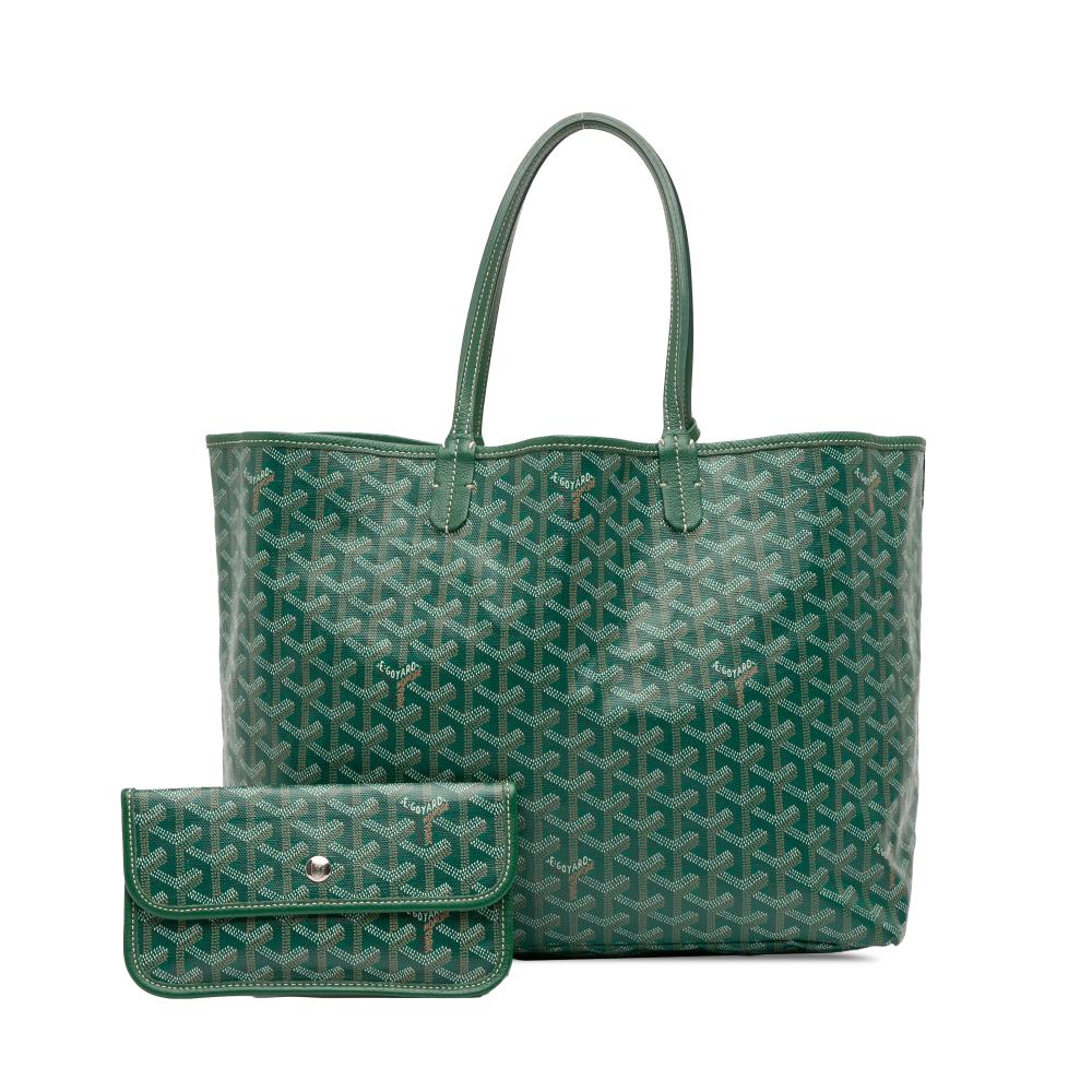 Goyard B Goyard Green Coated Canvas Fabric Goyardine Saint Louis PM France