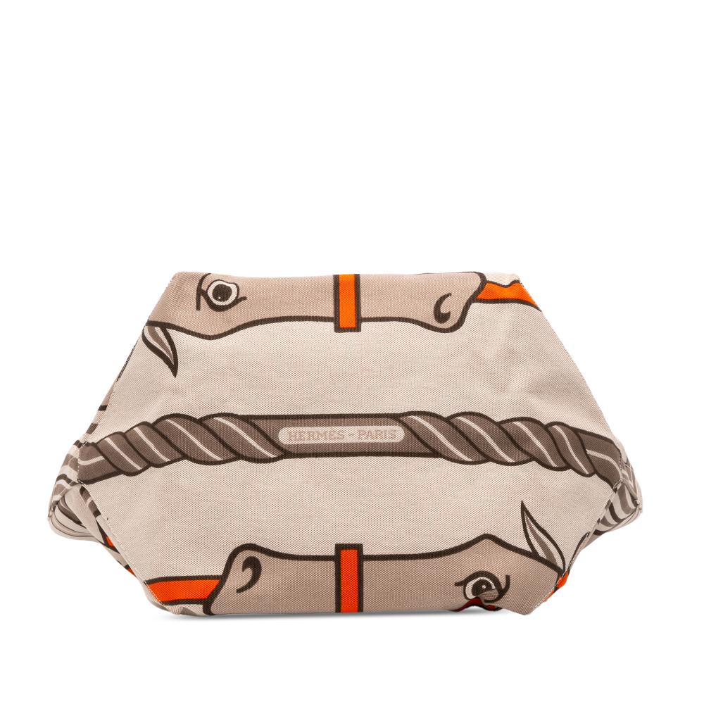 Hermès AB Hermès Brown Beige Canvas Fabric Toile H Plume Quadrige au Fil Steeple 31 France