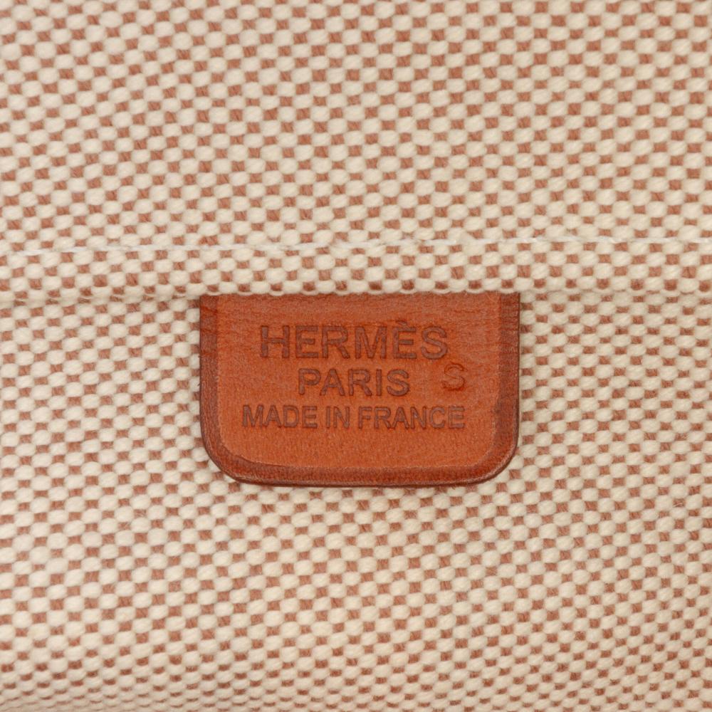 Hermès AB Hermès Brown Beige Canvas Fabric Toile H Plume Quadrige au Fil Steeple 31 France