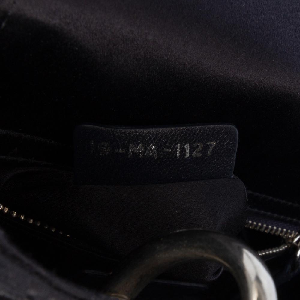 Christian Dior B Dior Black Satin Fabric Mini Cannage Strass Crystal Embellished Lady Dior Italy