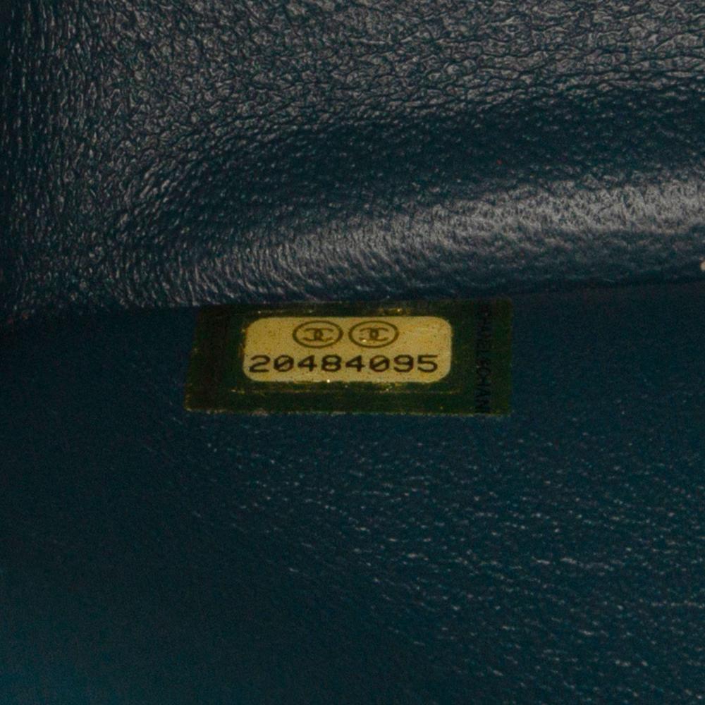 Chanel AB Chanel Blue Peacock Caviar Leather Leather Jumbo Classic Iridescent Caviar Double Flap Italy