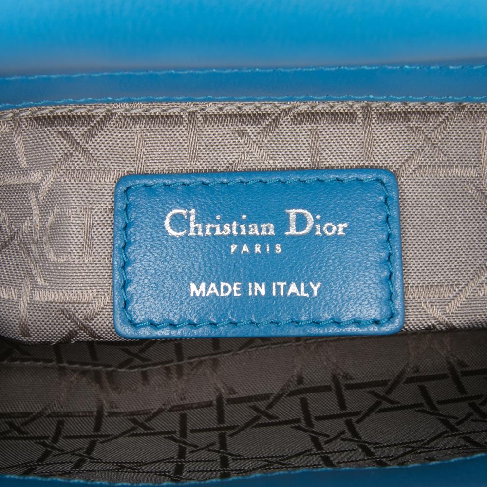 Christian Dior B Dior Blue Light Blue Lambskin Leather Leather Mini Lambskin Cannage Lady Dior Italy