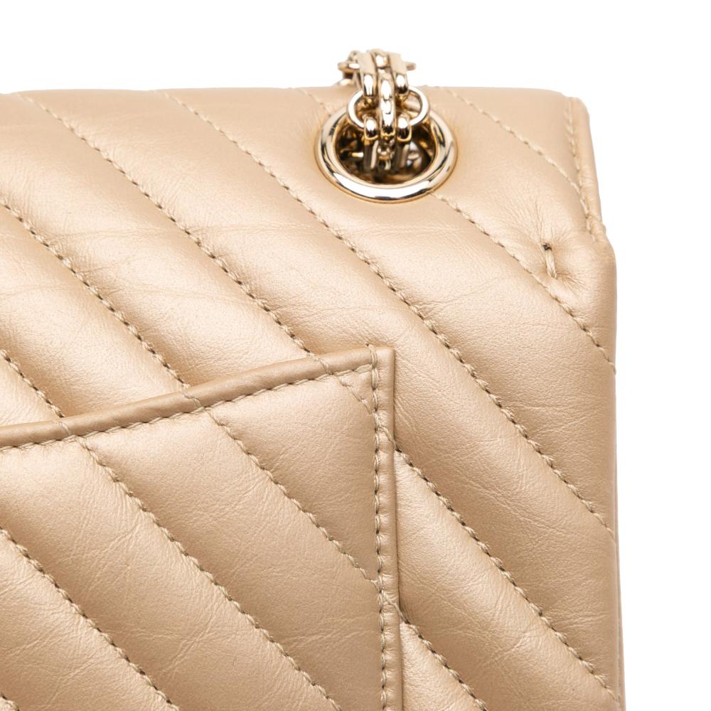 Chanel Gold Reissue 2.55 Chevron Quilted Metallic Calfskin Single Flap 224 France