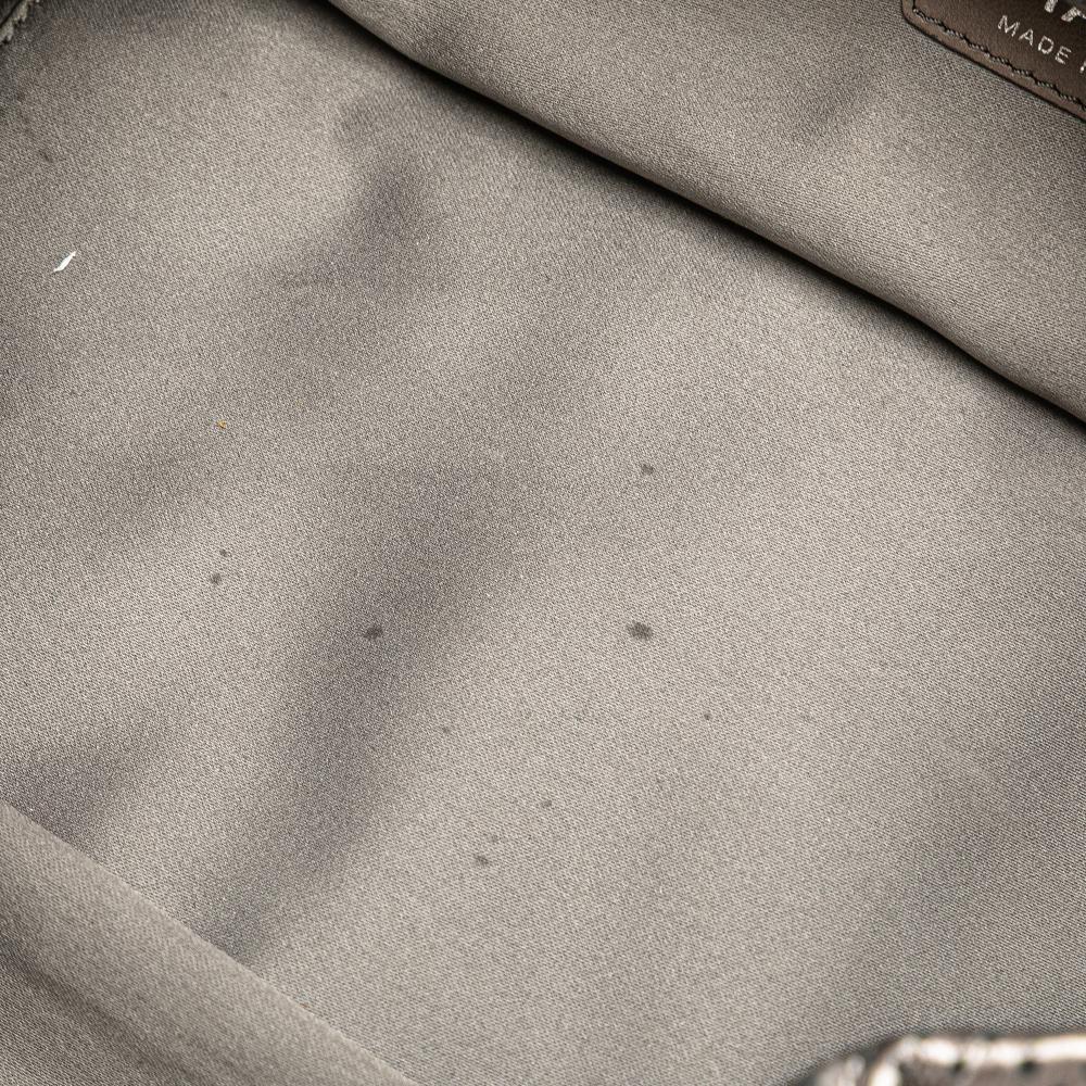 Chanel B Chanel Silver Calf Leather Metallic Perforated skin Drill Accordion Flap Italy