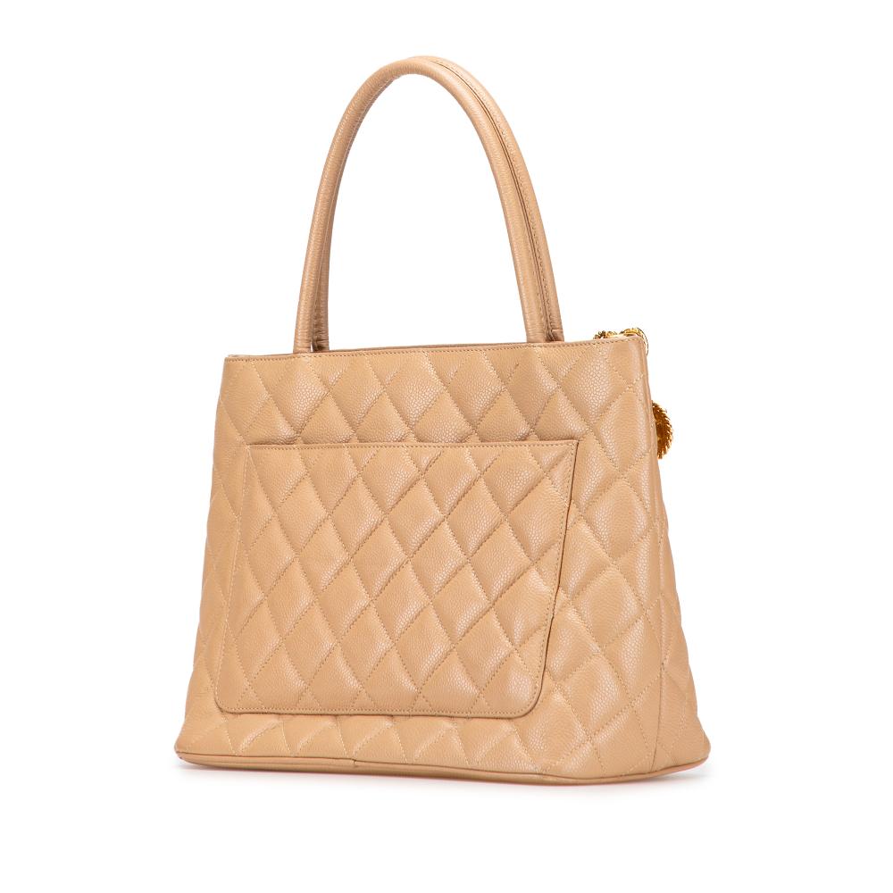 Chanel B Chanel Brown Nude Caviar Leather Leather Caviar Medallion Tote Italy