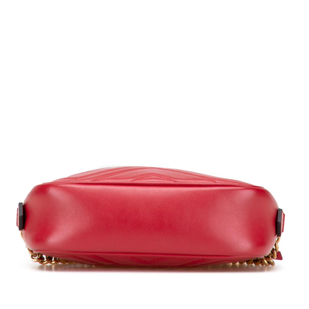 Gucci B Gucci Red Calf Leather Mini GG Marmont Matelasse Crossbody Italy