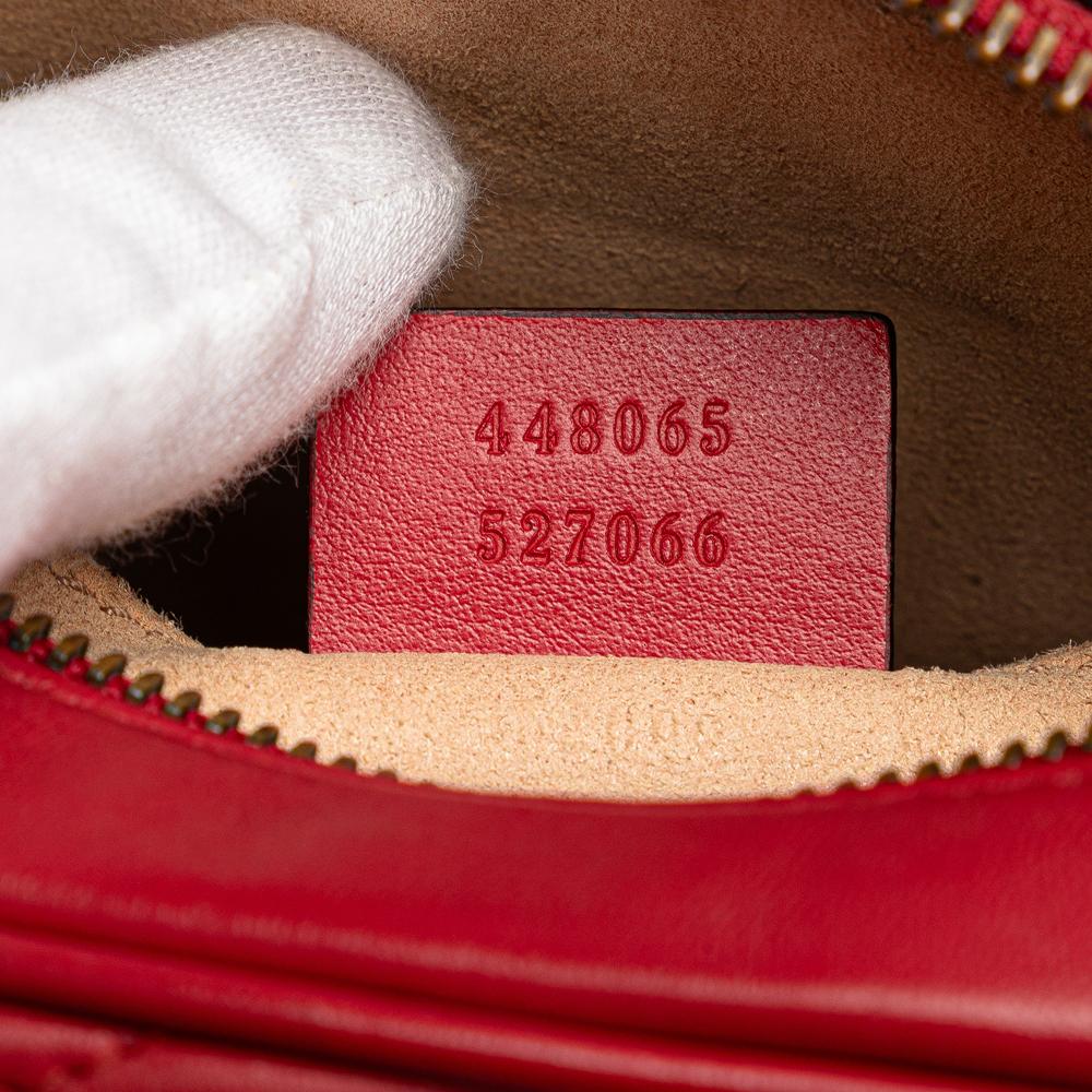 Gucci B Gucci Red Calf Leather Mini GG Marmont Matelasse Crossbody Italy