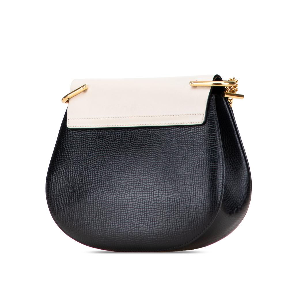 Chloé B Chloé Black Beige Calf Leather Small Bicolor Smooth and Grained skin Drew Crossbody Italy