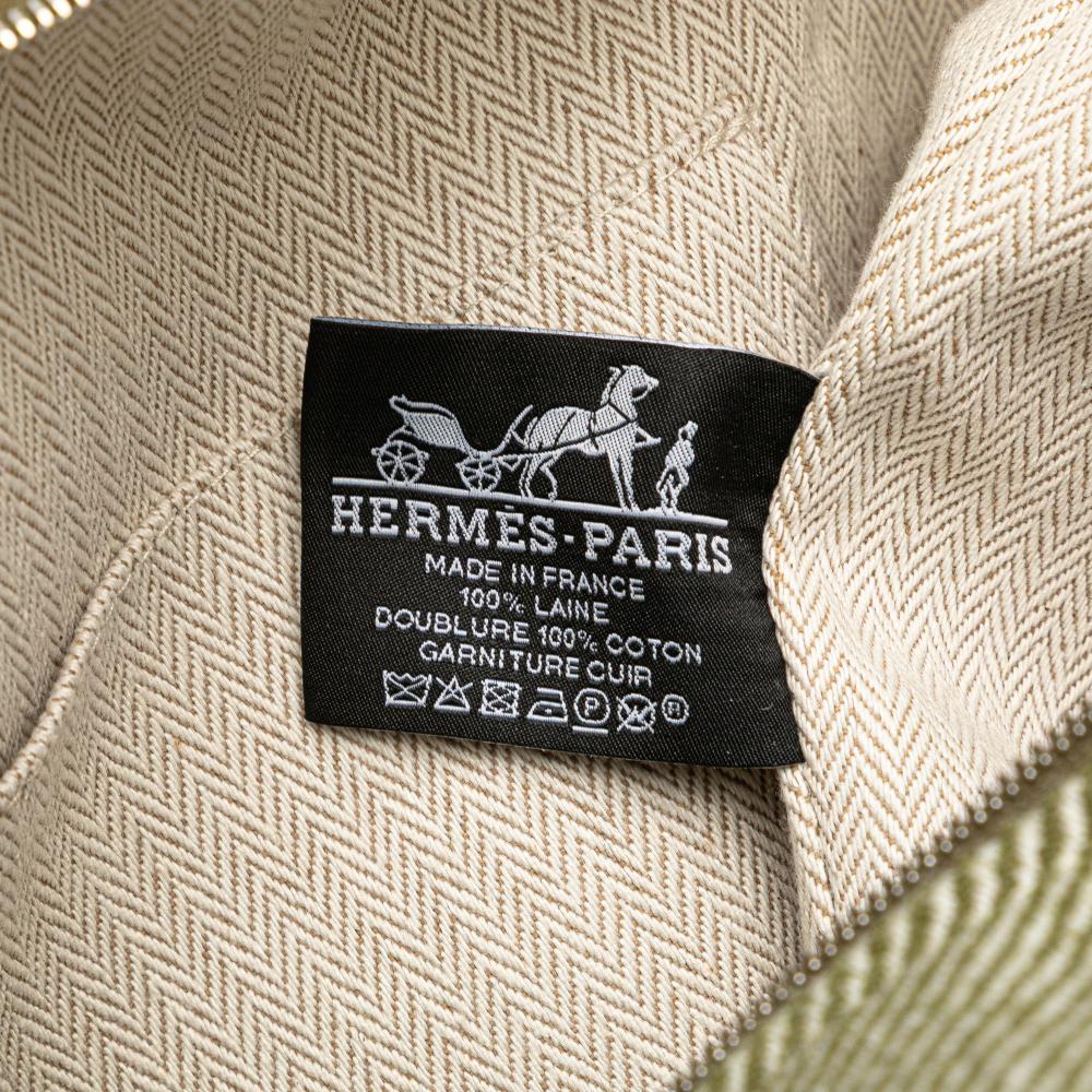 Hermès AB Hermès Green Olive Green with White Ivory Wool Fabric Large Bride A Brac H Natte Case France