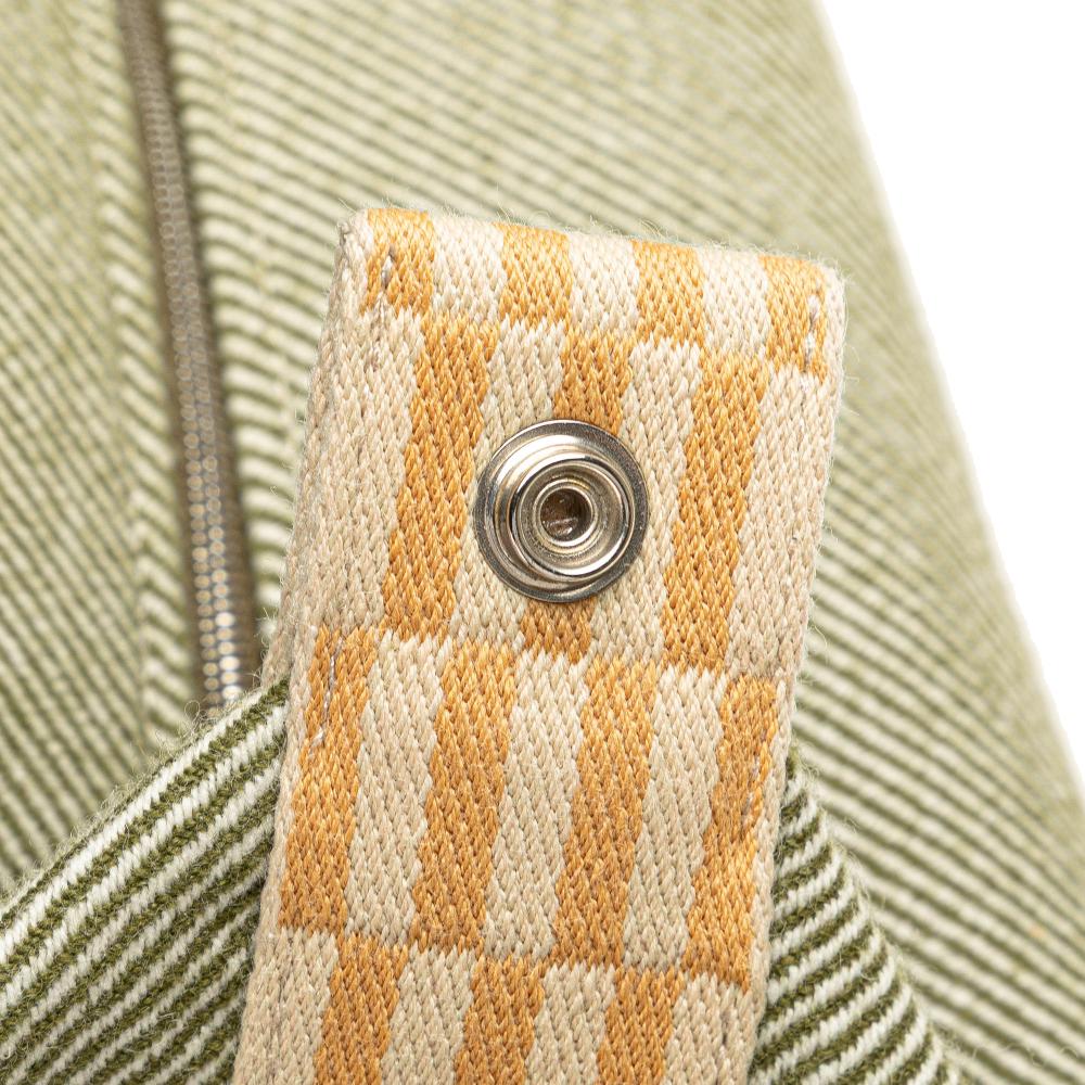 Hermès AB Hermès Green Olive Green with White Ivory Wool Fabric Large Bride A Brac H Natte Case France