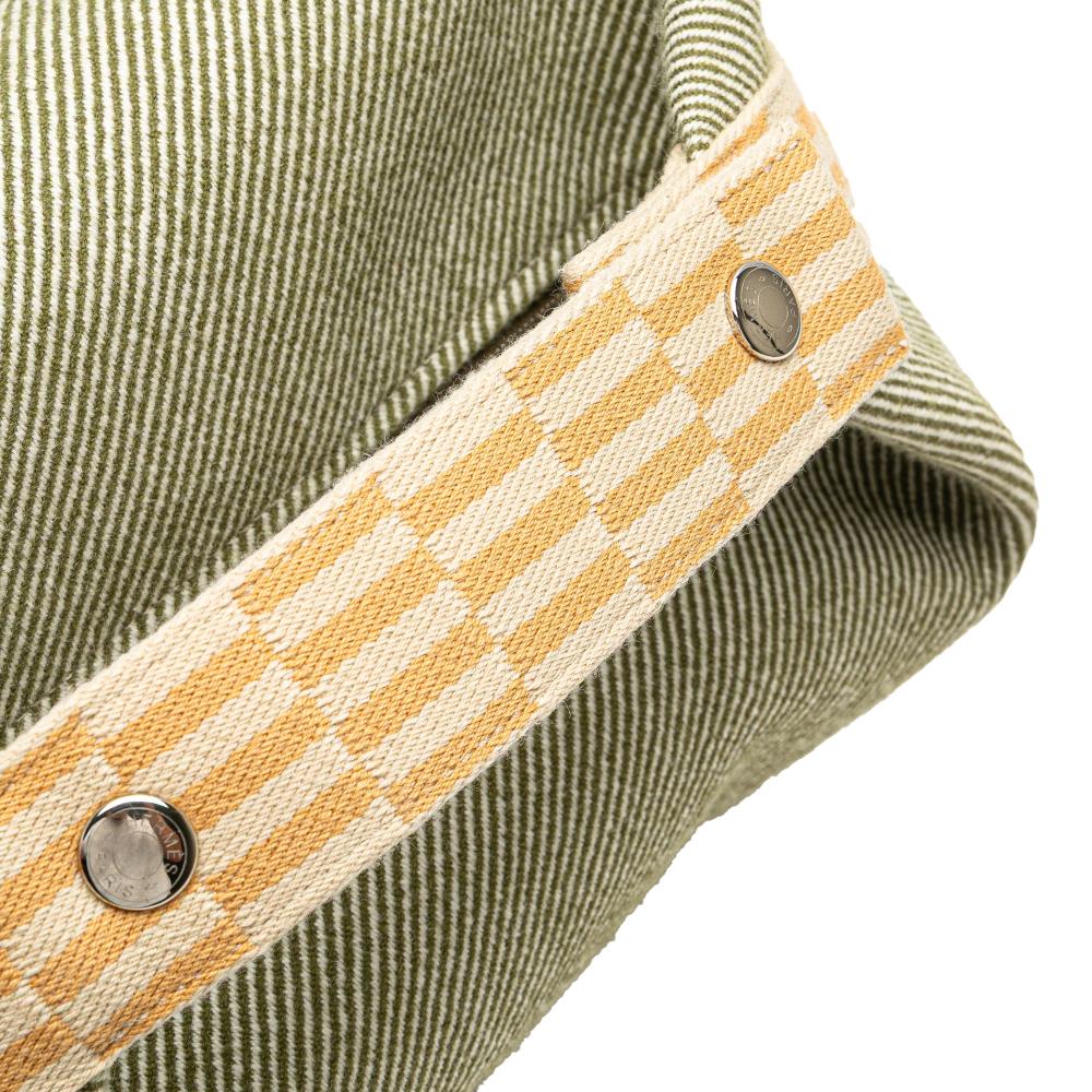 Hermès AB Hermès Green Olive Green with White Ivory Wool Fabric Large Bride A Brac H Natte Case France