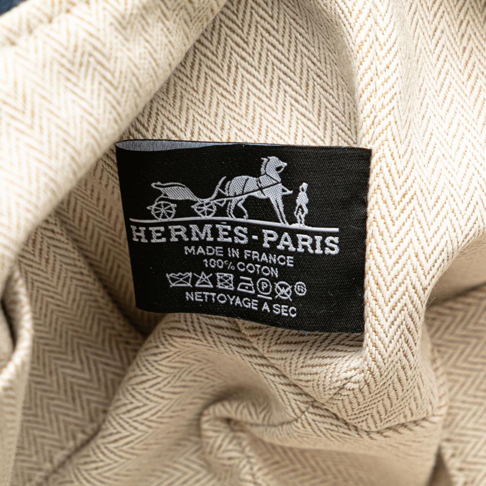 Hermès AB Hermès Blue Dark Blue with Green Canvas Fabric Small Toile Bride A Brac Case France