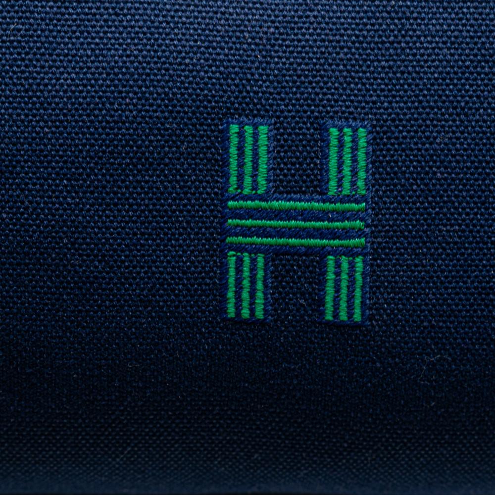 Hermès AB Hermès Blue Dark Blue with Green Canvas Fabric Small Toile Bride A Brac Case France