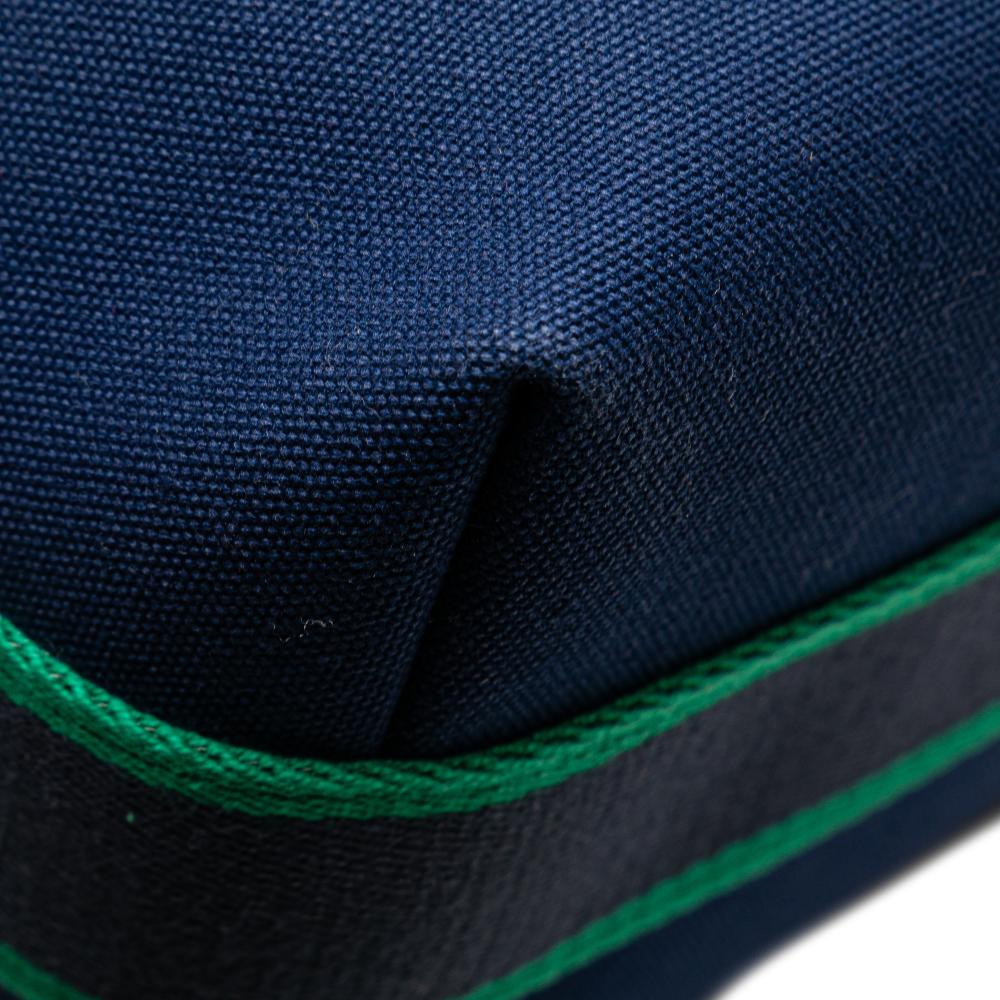 Hermès AB Hermès Blue Dark Blue with Green Canvas Fabric Small Toile Bride A Brac Case France