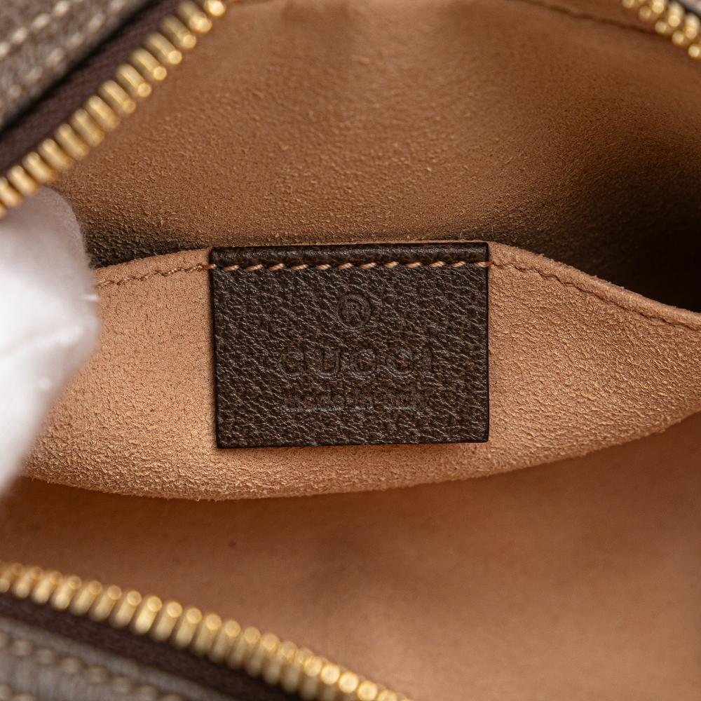 Gucci AB Gucci Brown Beige Coated Canvas Fabric Small GG Supreme Ophidia Belt Bag Italy