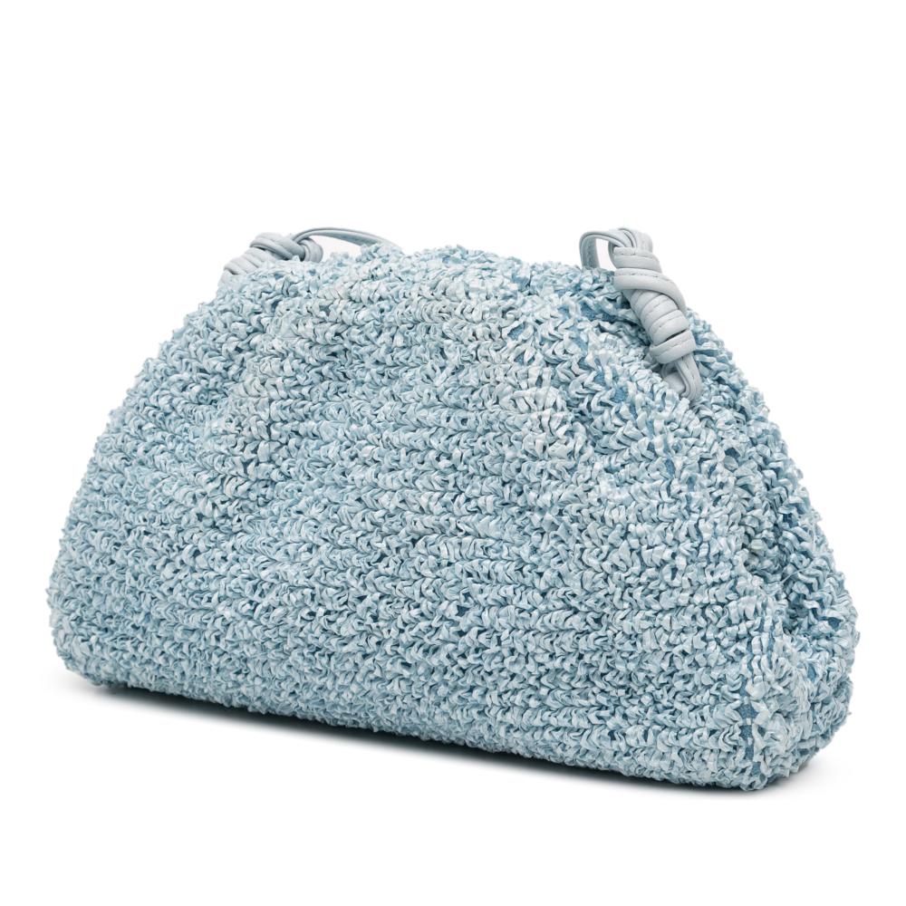 Bottega Veneta Blue Light Blue Raffia Natural Material Boucle Curly The Mini Pouch Crossbody Italy