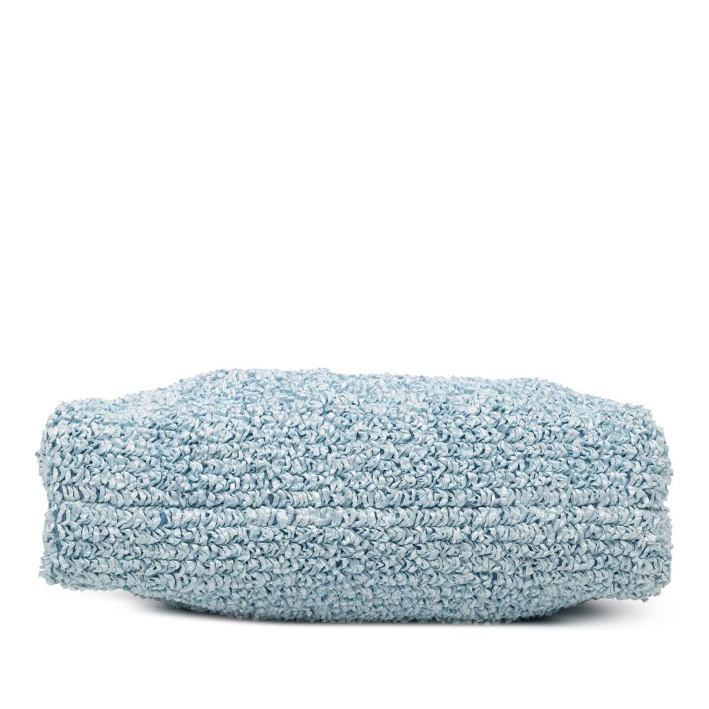 Bottega Veneta Blue Light Blue Raffia Natural Material Boucle Curly The Mini Pouch Crossbody Italy