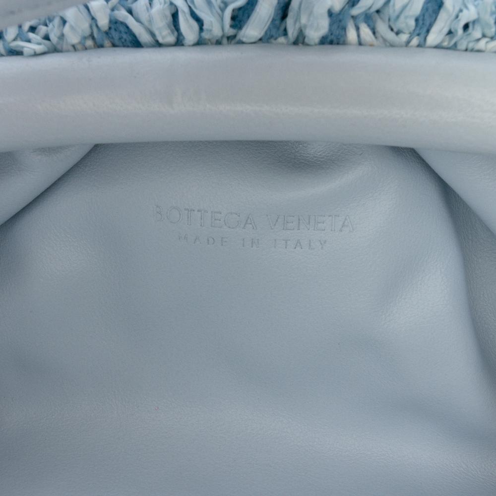 Bottega Veneta Blue Light Blue Raffia Natural Material Boucle Curly The Mini Pouch Crossbody Italy