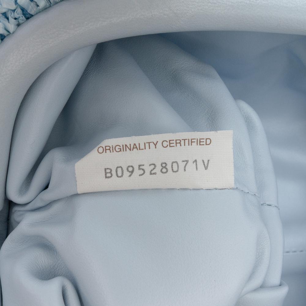 Bottega Veneta Blue Light Blue Raffia Natural Material Boucle Curly The Mini Pouch Crossbody Italy