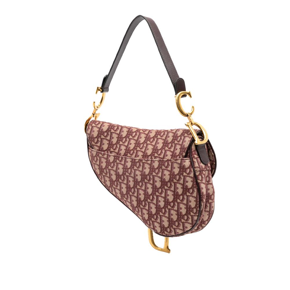 Christian Dior B Dior Red Canvas Fabric Oblique Saddle Bag Italy