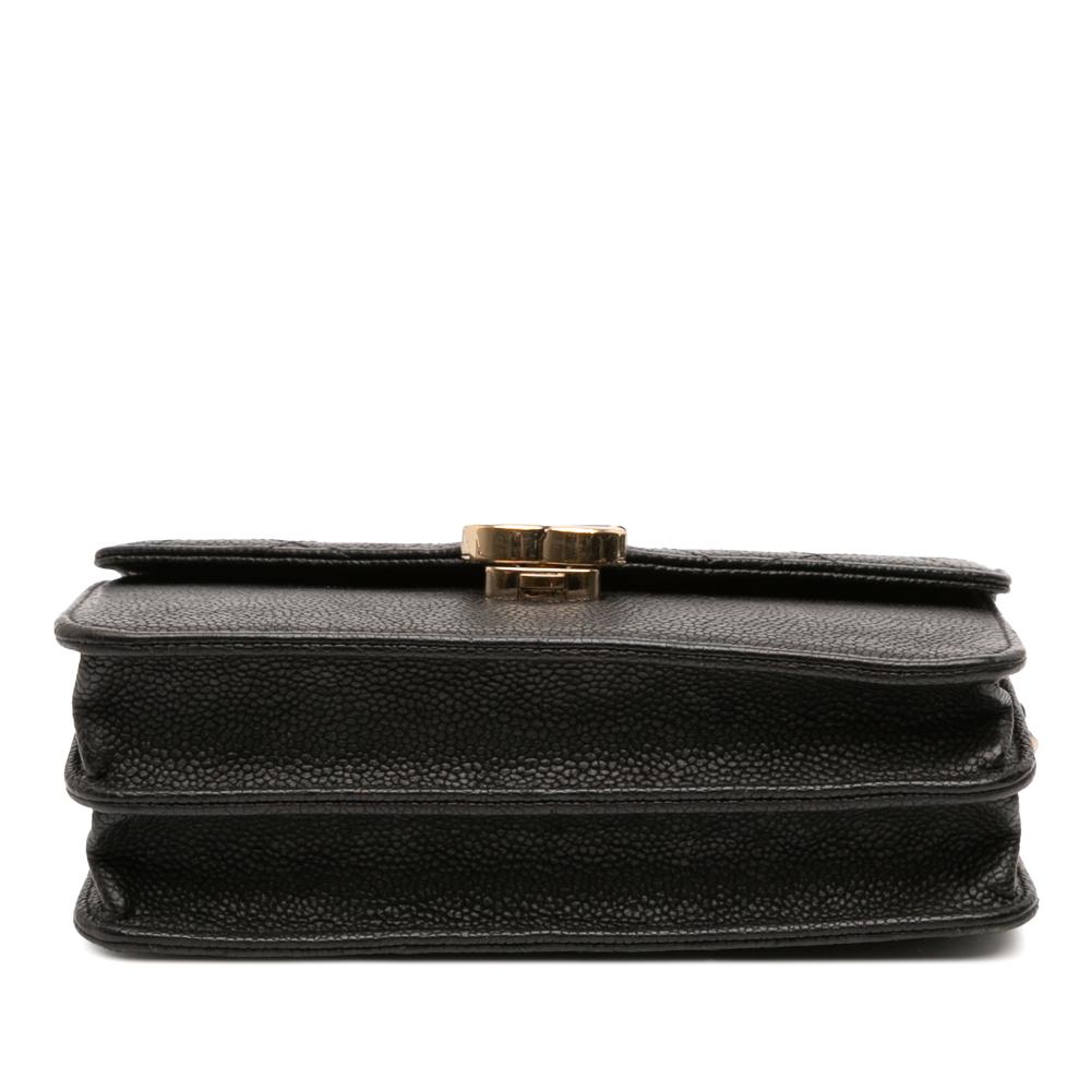 Chanel Black Paris Cuba Square Quilted Caviar Thread Around Wallet On Chain Italy