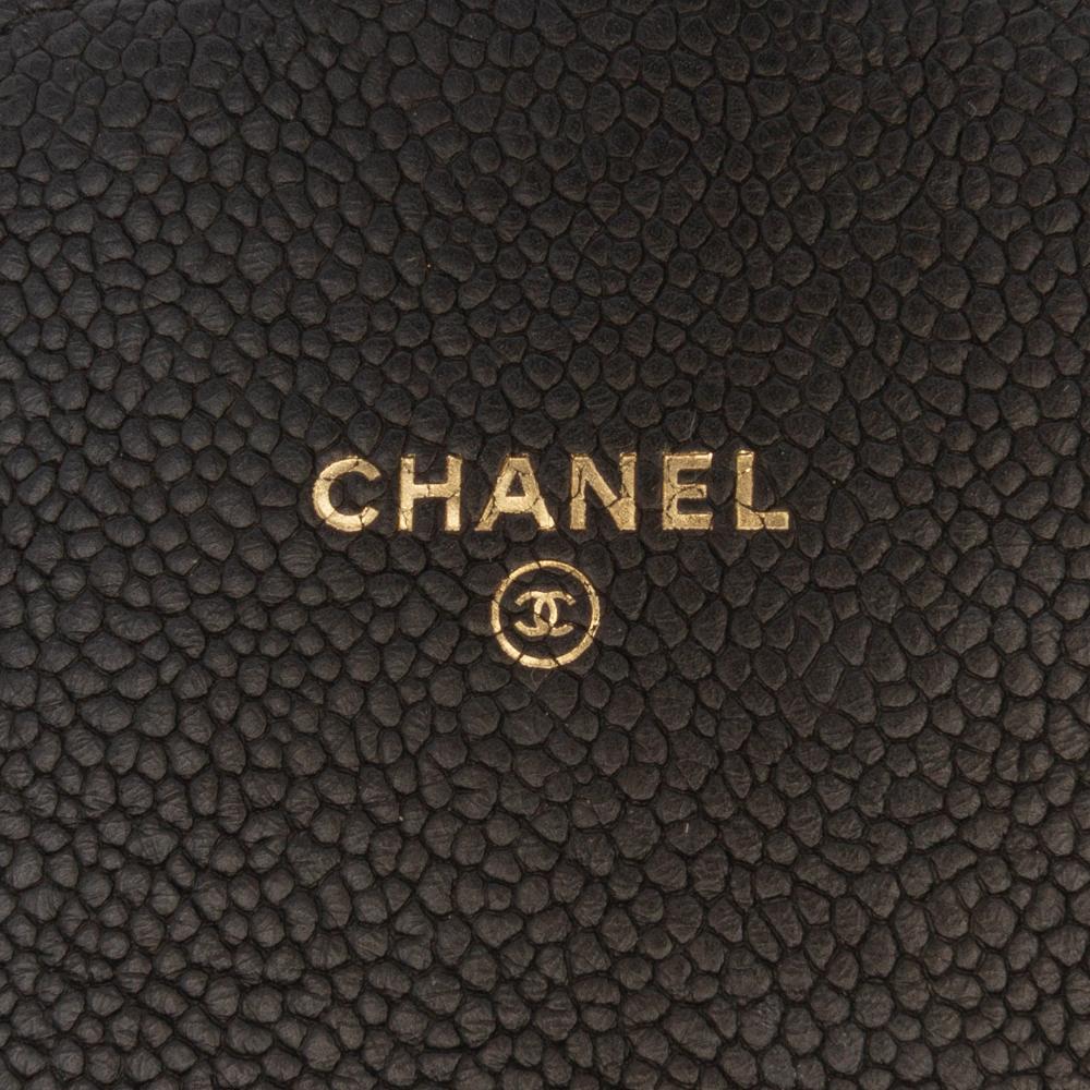 Chanel Black Paris Cuba Square Quilted Caviar Thread Around Wallet On Chain Italy