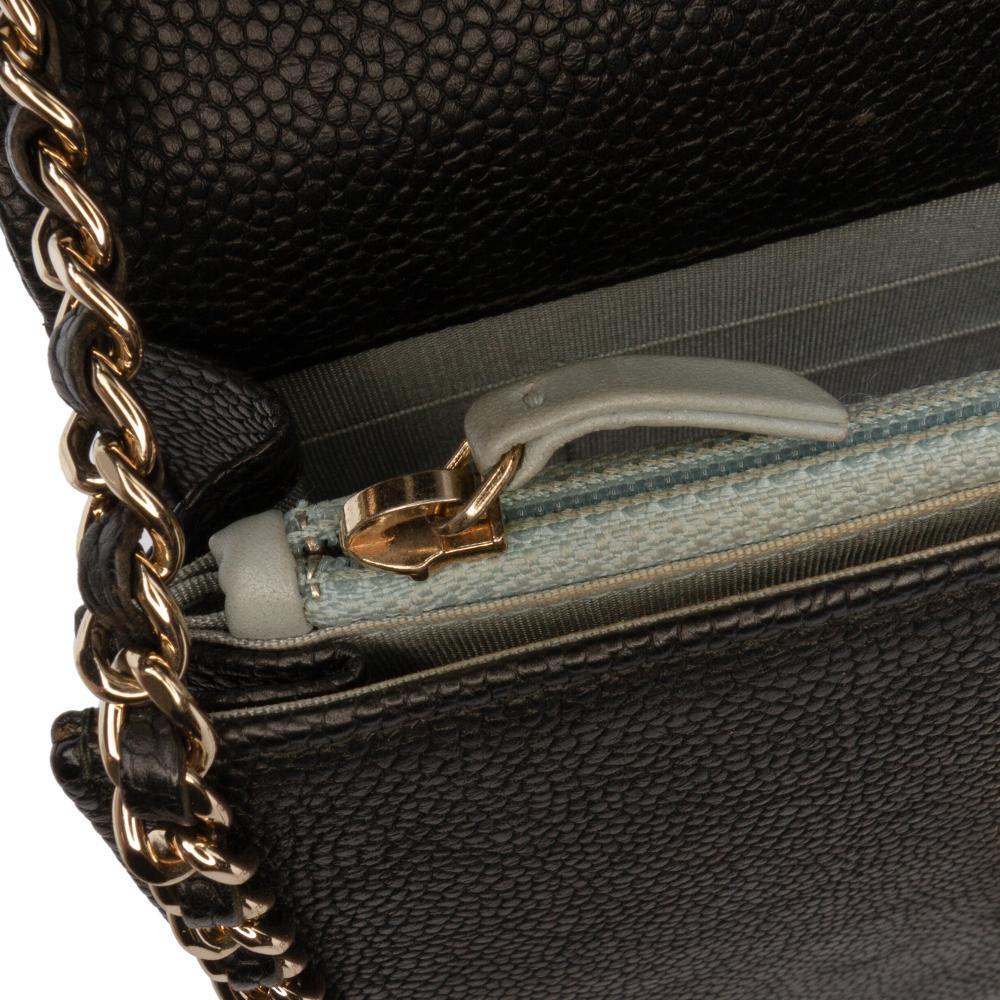 Chanel Black Paris Cuba Square Quilted Caviar Thread Around Wallet On Chain Italy