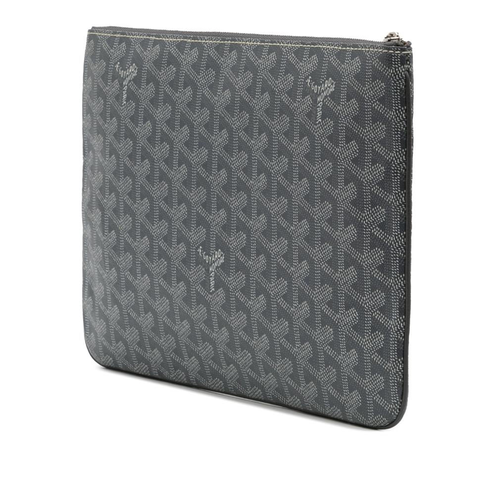 Goyard AB Goyard Gray Coated Canvas Fabric Goyardine Senat MM France