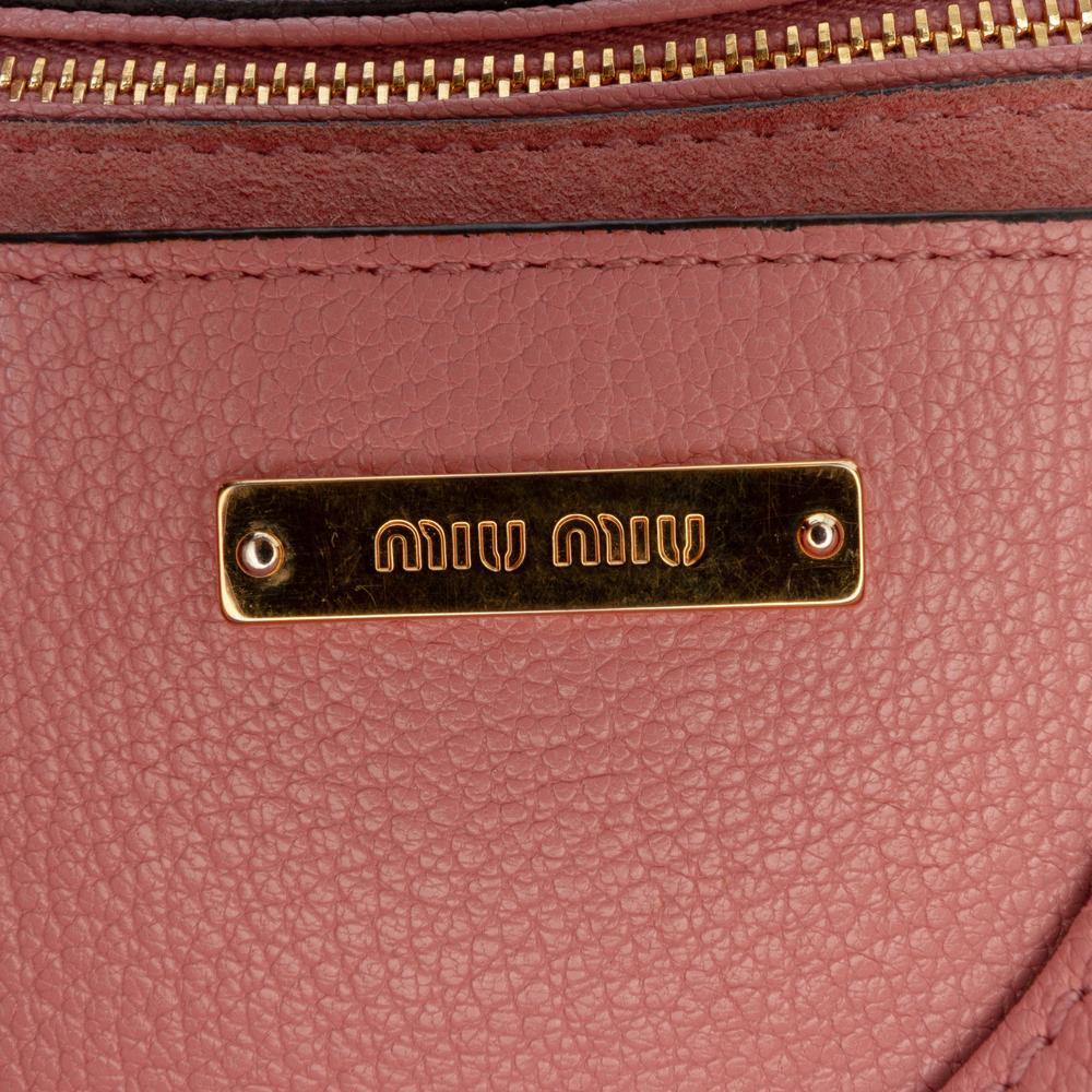 Miu Miu B Miu Miu Pink Goatskin Leather Madras Soft Calf Crystal Embellished Crossbody Italy