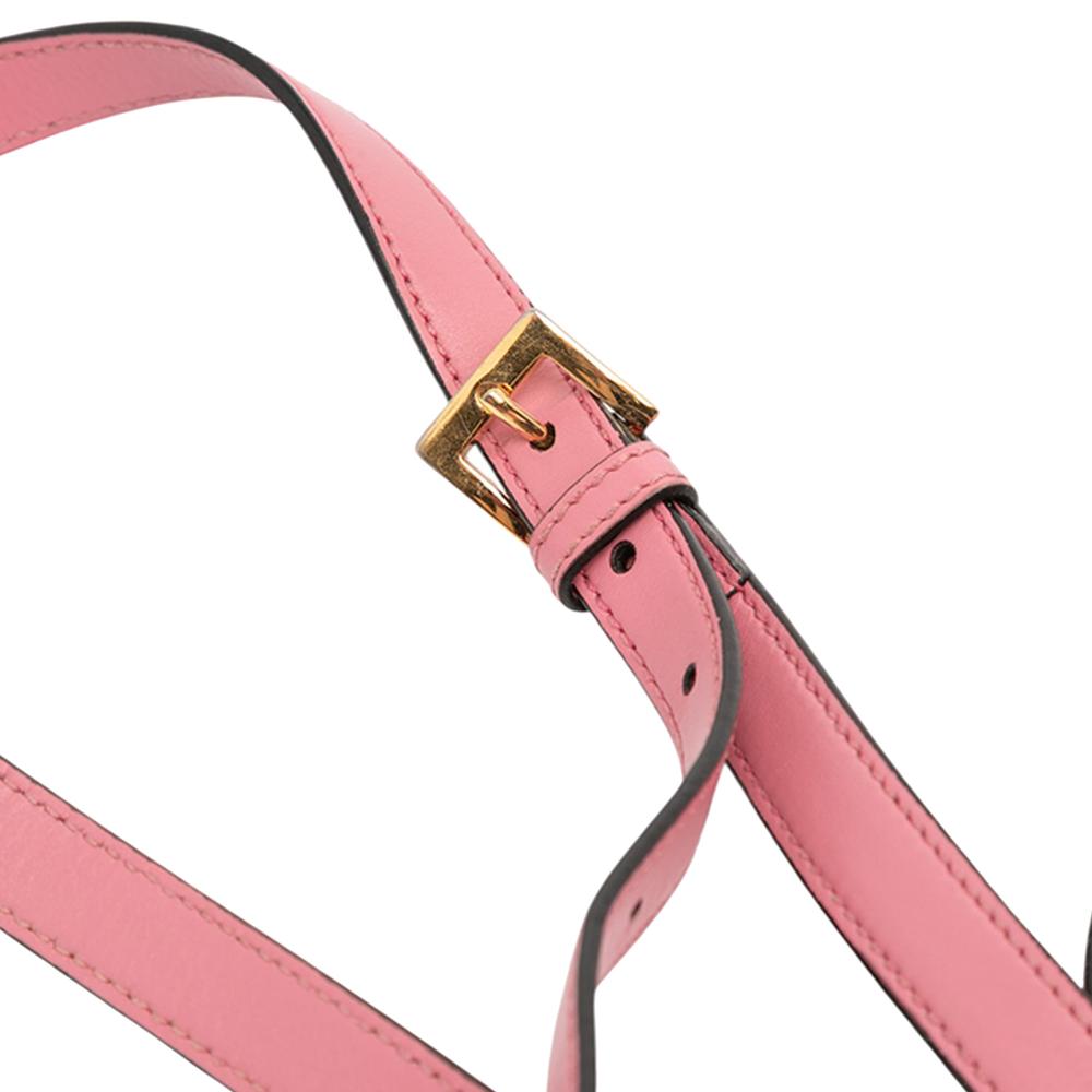 Miu Miu B Miu Miu Pink Goatskin Leather Madras Soft Calf Crystal Embellished Crossbody Italy