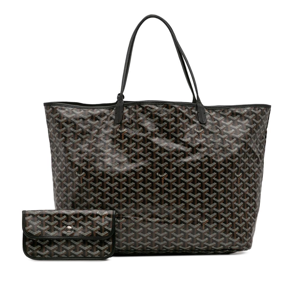 Goyard B Goyard Black Coated Canvas Fabric Goyardine Saint Louis GM France