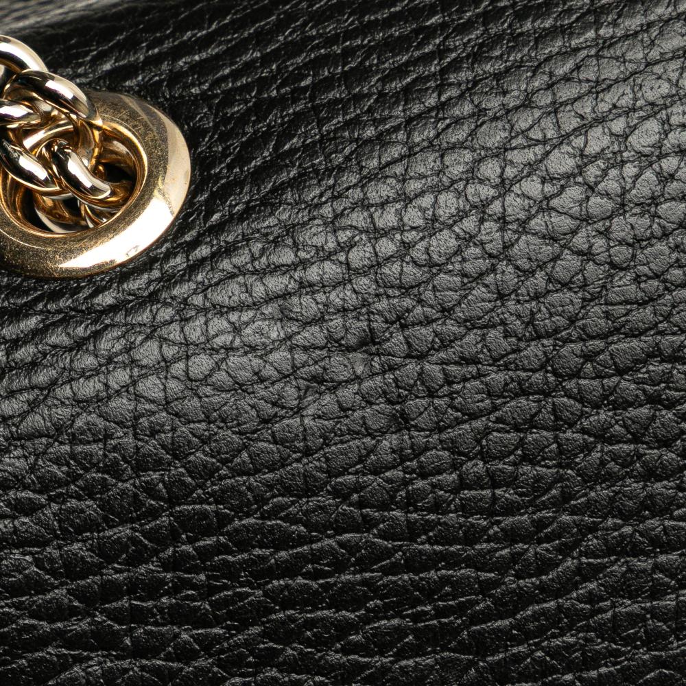 Gucci B Gucci Black Calf Leather Small Dollar skin Interlocking G Crossbody Italy