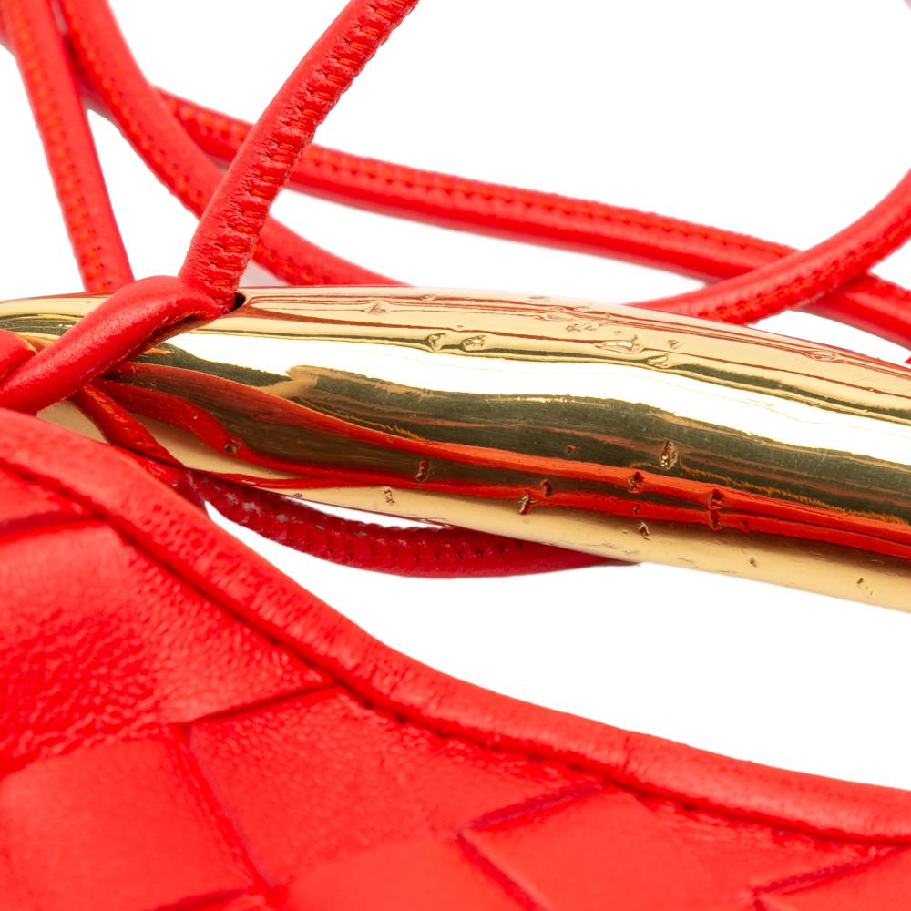 Bottega Veneta AB Bottega Veneta Red Lambskin Leather Leather Baby Lambskin Intrecciato Sardine Italy