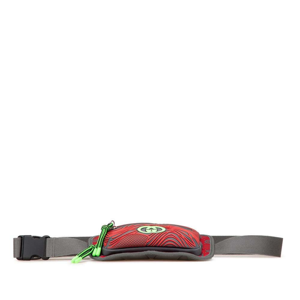 Gucci AB Gucci Red Nylon Fabric GG and Rubber Belt Bag Italy