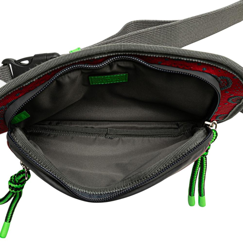 Gucci AB Gucci Red Nylon Fabric GG and Rubber Belt Bag Italy